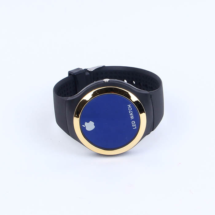 Black Strap Golden Dial LED Watch C1053 for Kids