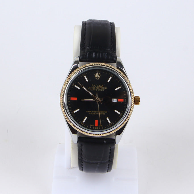 Black Strap Silver Dial 1255 Men's Wrist Watch