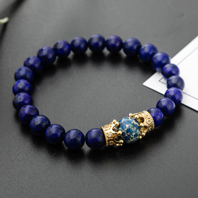 Blue Chakra Energy Beads Volcanic Stone Micro-Inlaid Zircon Crown Bracelet