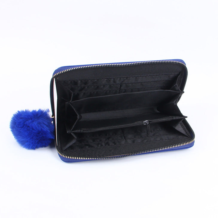 Blue PU Leather P02215 Fashion Women long Wallet Purse