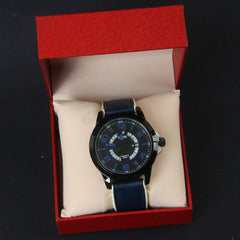 Blue Rubber Strap Black Dial 1364 Men's Wrist Watch