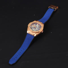 Blue Strap Golden Dial 1346 Men's Wrist Watch