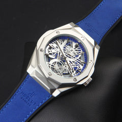 Blue Strap Silver Dial 1345 Men's Wrist Watch