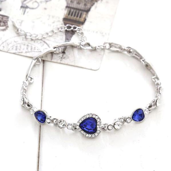 Blue Womens Crystal Rhinestone Bangle Bracelet