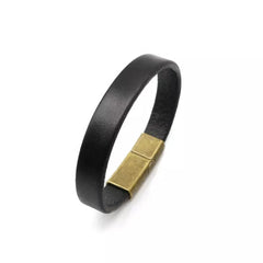 Black Leather Magnetic Clasp Bracelet