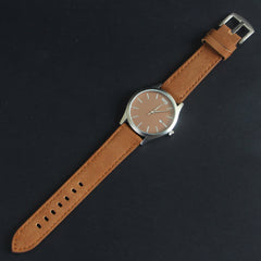 Brown Leather Strap Brown Dial with Silver Case Fashion MJ2011 Wrist Watch