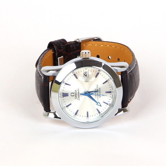 Black/Brown Leather Strap White Dial 1250 Women's Wrist Watch