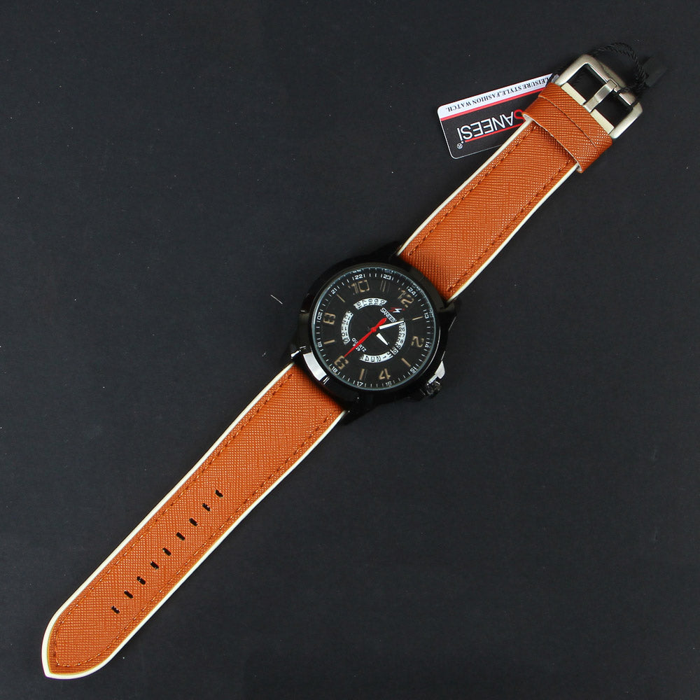 Brown Rubber Strap Brown Dial 1366 Men's Wrist Watch