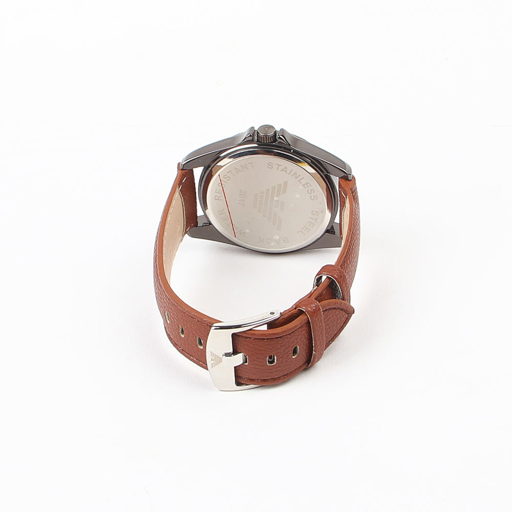 Brown Strap White Dial 1177 Men's Wrist Watch