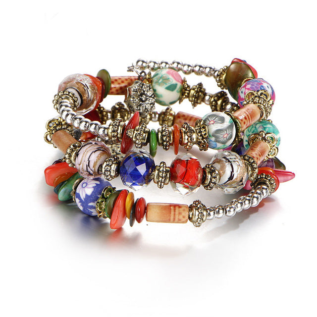 Colorful Jewellry Ball Bracelet Long Bangles Ethnic Charm Bracelets for Women