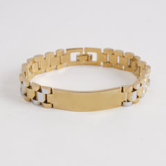 Golden Two Tone Chain Bracelet For Men 12mm