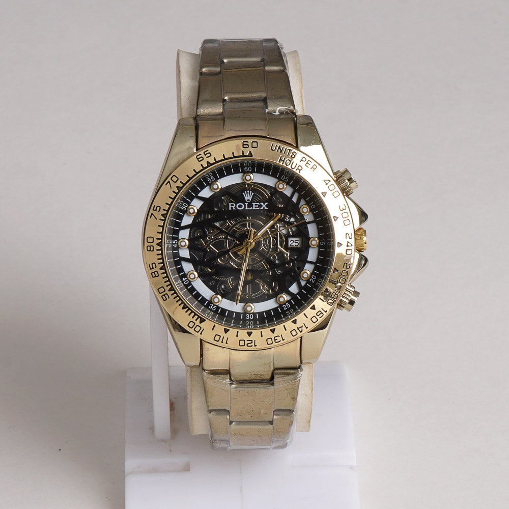 Mens Chain Wrist Watch Golden