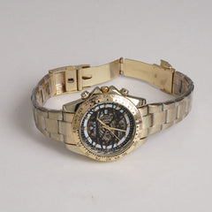 Mens Chain Wrist Watch Golden