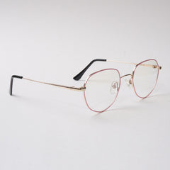 Pink Shade With Golden Metal Optical Frame For Men & Women