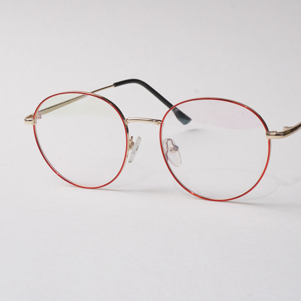 Red Shade With Golden Metal Optical Frame For Men & Women