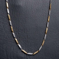 Mens Fancy Chain Necklace 3mm Golden_Silver