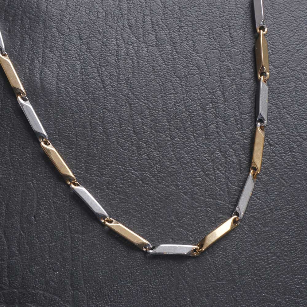 Mens Fancy Chain Necklace 3mm Golden_Silver