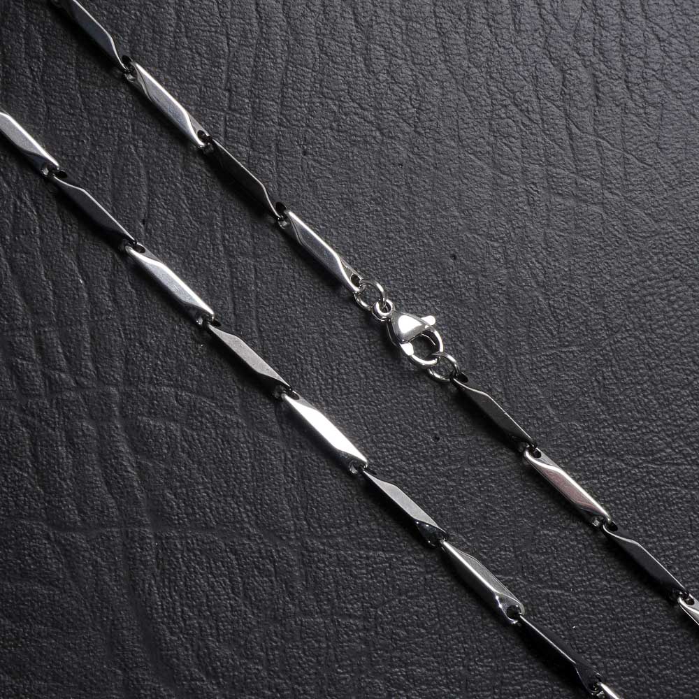 Mens Fancy Chain Necklace 3mm Black_Silver