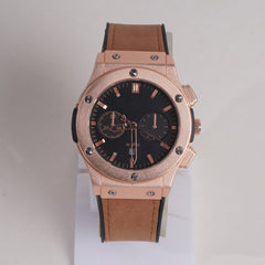 Men Wrist Watch Brown Straps with Rosegold Dial Bl