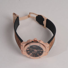Men Wrist Watch Brown Straps with Rosegold Dial Bl