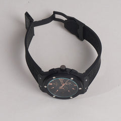 Men Wrist Watch Black Straps with Rosegold Dial