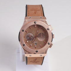 Men Wrist Watch Brown Straps with Rosegold Dial Br