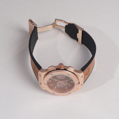 Men Wrist Watch Brown Straps with Rosegold Dial Br