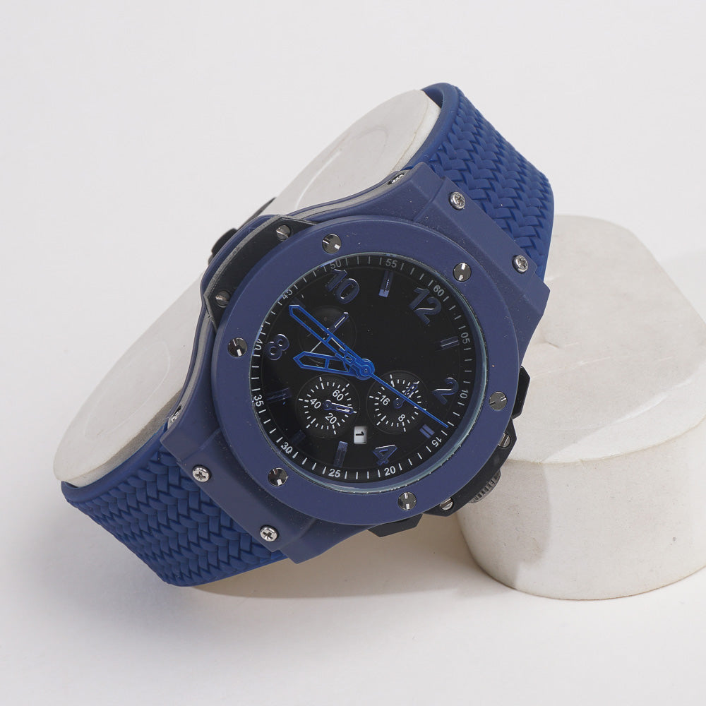 Men Casual Watch Blue Dial with Blue Strap