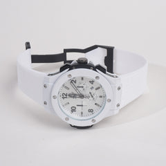 Men Casual Watch White Dial with White Strap