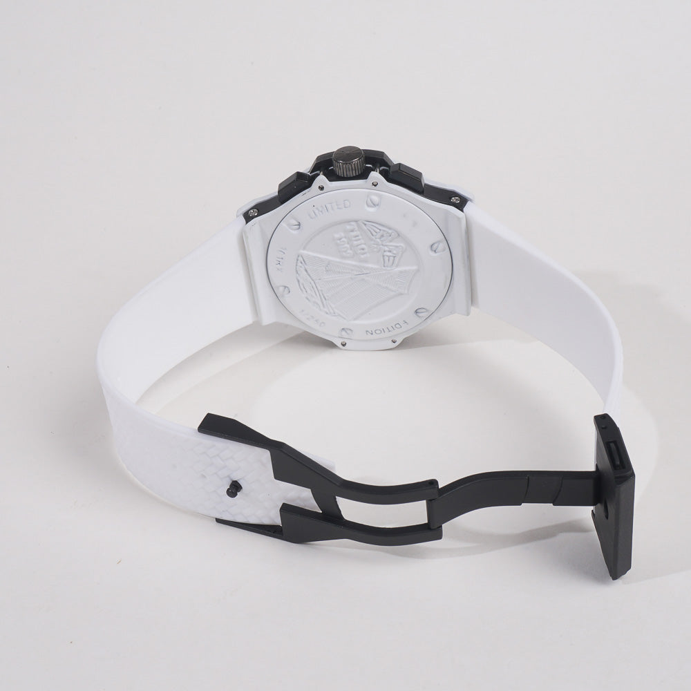 Men Casual Watch White Dial with White Strap