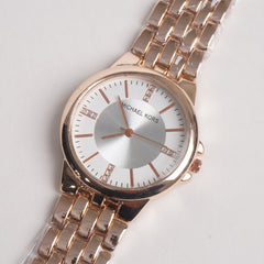 Women Stylish Chain Wrist Watch Rosegold With White Dial