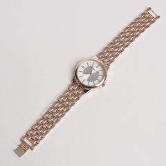 Women Stylish Chain Wrist Watch Rosegold With White Dial