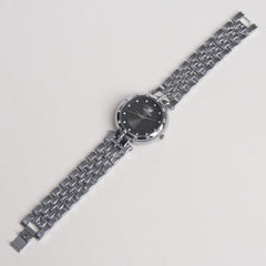 Women Stylish Chain Wrist Watch Silver With Black Dial