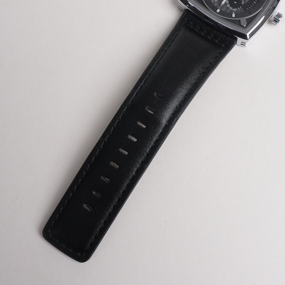 Men Maimashi Watch Silver Dial With Black Strap