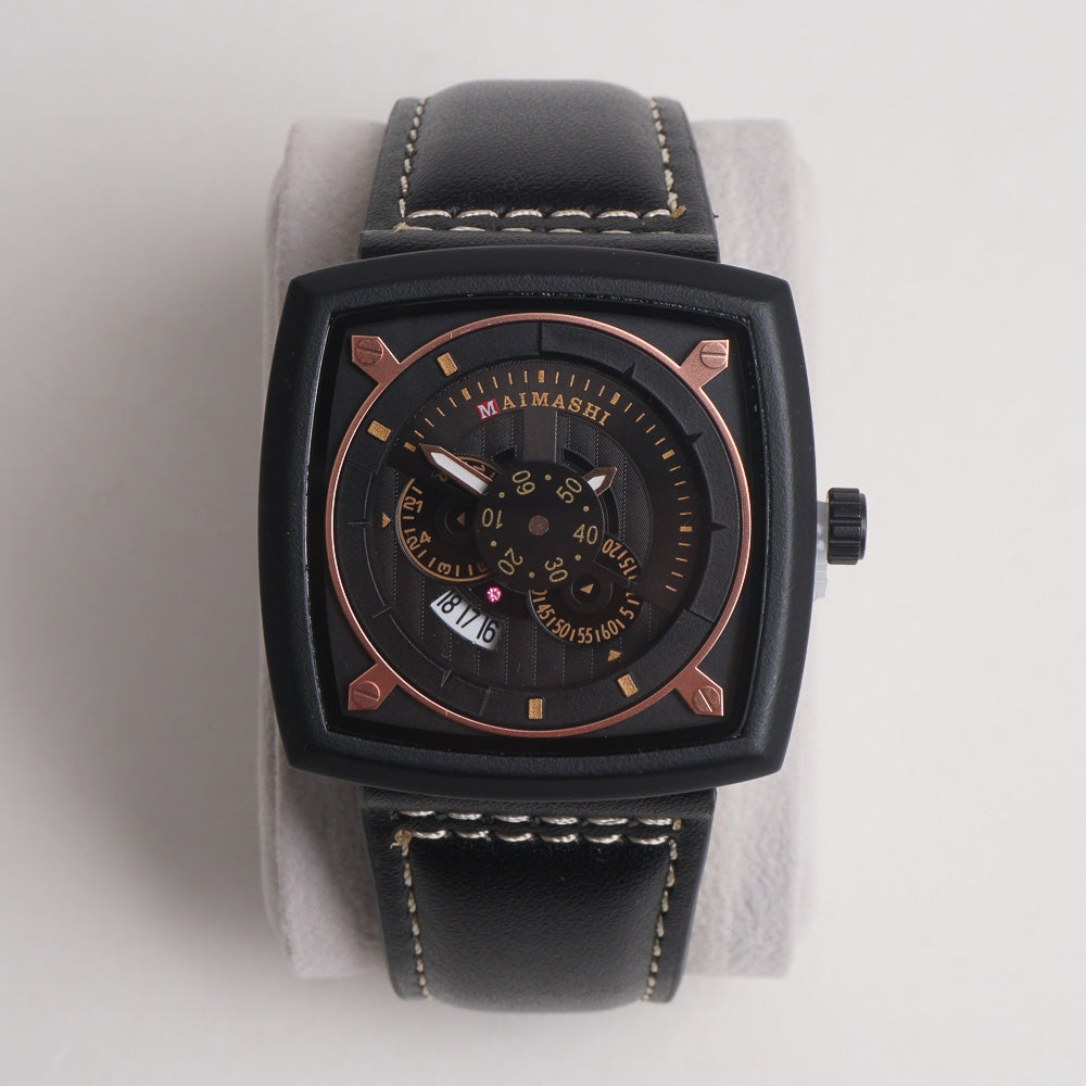 Men Maimashi Watch Black Dial With Black Strap