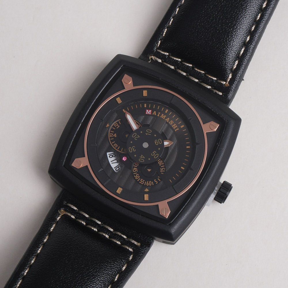 Men Maimashi Watch Black Dial With Black Strap