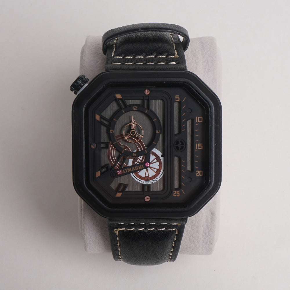 Men Maimashi Watch Black Dial With Black Strap