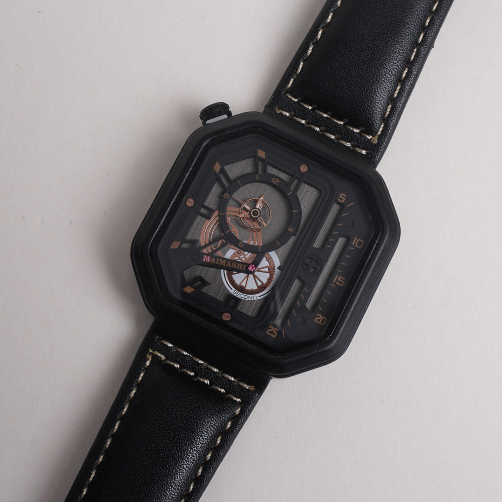 Men Maimashi Watch Black Dial With Black Strap