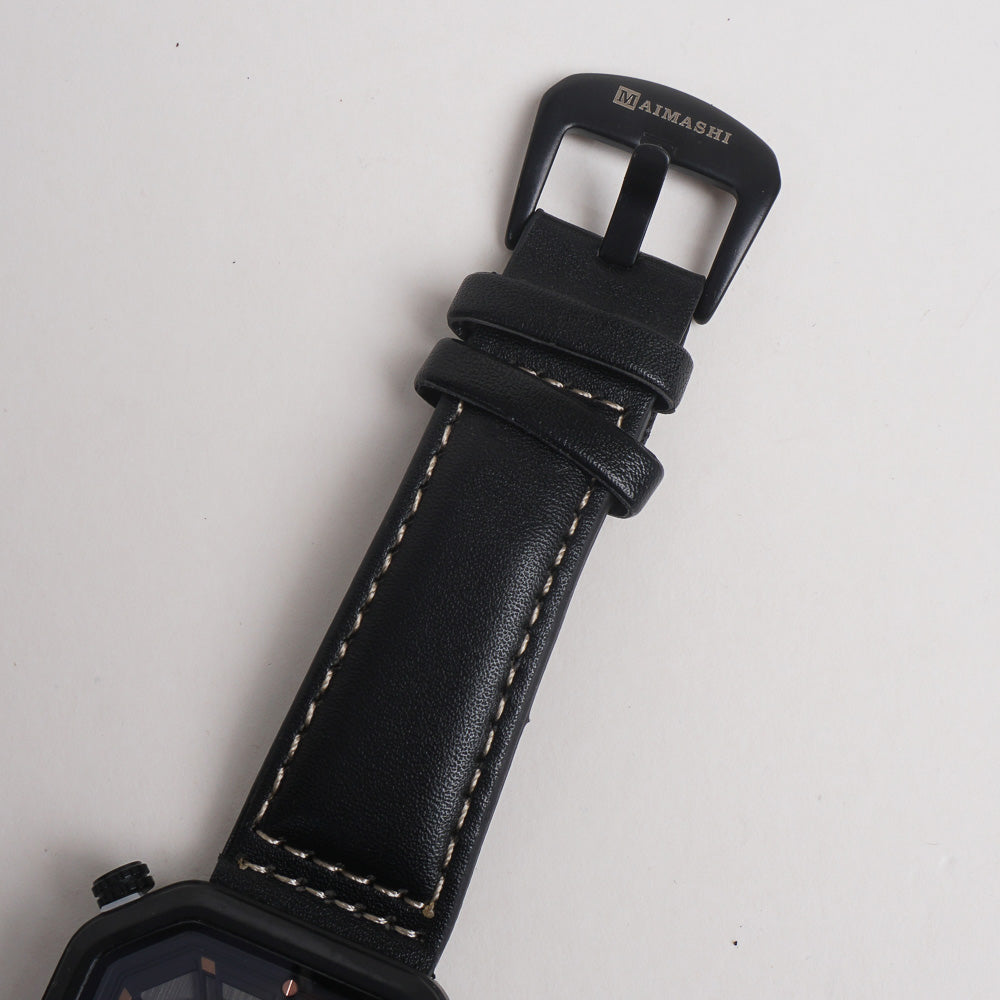 Men Maimashi Watch Black Dial With Black Strap