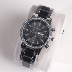 Women Chain Wrist Watch MK Silver Black