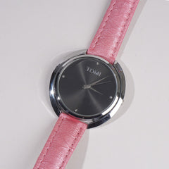 Women Wrist Watch Pink Strap Silver Dial