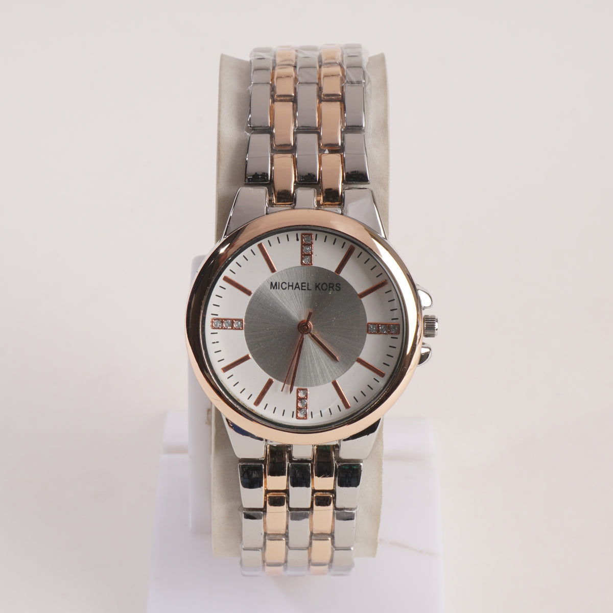 Two Tone Women Wrist Watch Silver With White Dial