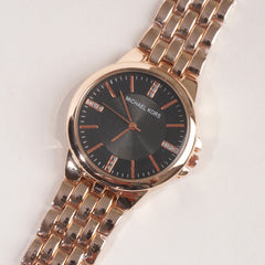 Women Stylish Chain Wrist Watch Rosegold With Black Dial