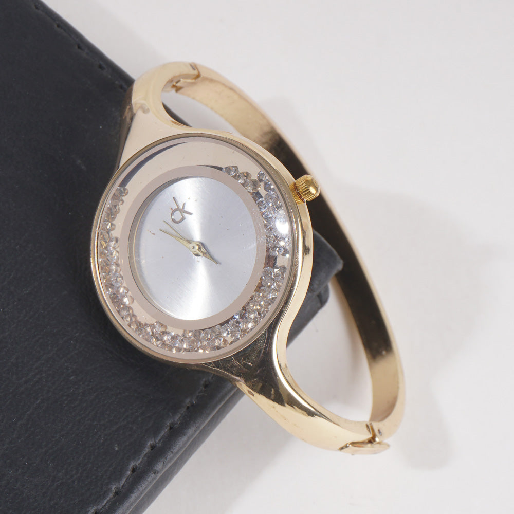 Women Kara Wrist Watch CK Golden With White Dial
