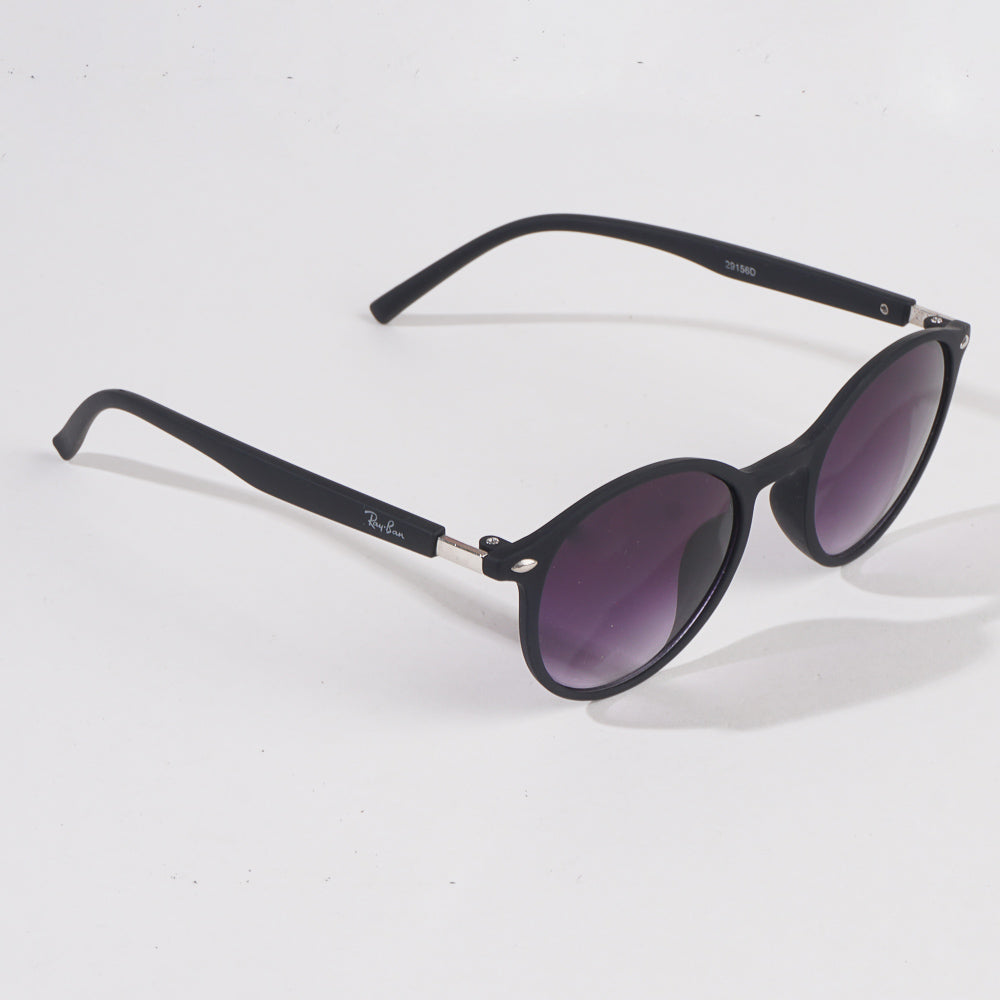 Matte Black Frame Sunglasses With Purple Shade