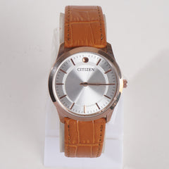 Men Wrist Watch Rosegold Dial With Orange Strap C