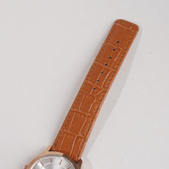 Men Wrist Watch Rosegold Dial With Orange Strap C