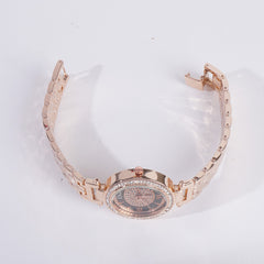 Women Stylish Chain Wrist Watch Rosegold With Black Dial
