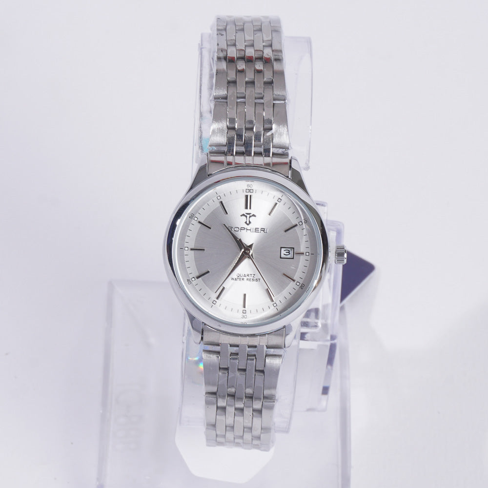 Women Stylish Chain Wrist Watch Silver With White Dial