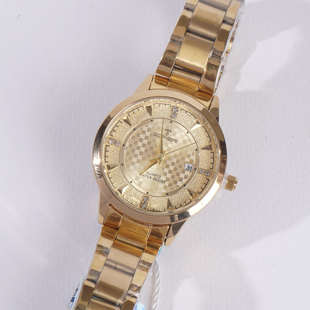 Women Stylish Chain Wrist Watch Golden